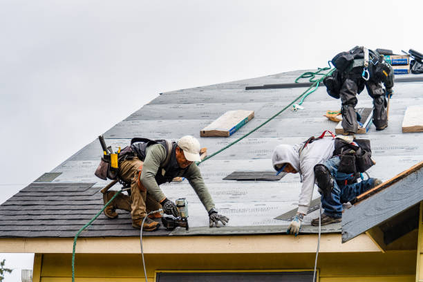 Professional Gutter Installation technician working in Alpine, NJ